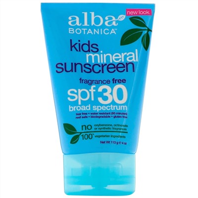 Alba Botanica, минеральное солнцезащитное средство, для детей, SPF 30, 113 г (4 унции)