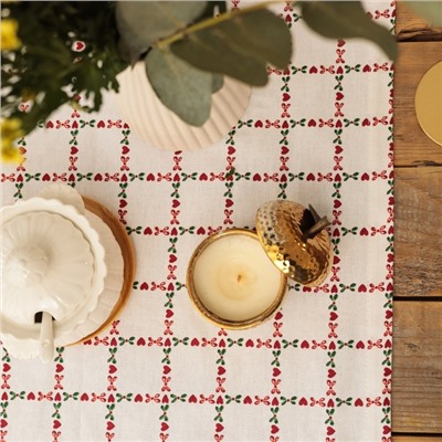 Дорожка на стол Этель Flower Cage 40×149 см, 100% хлопок, рогожка 186 г/м², белая