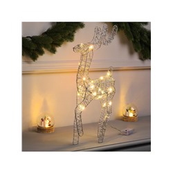 Светодиодная фигура «Олень бежевый» 45×22×6 см, 20 LED, батарейки ААx2 (не в комплекте), свечение теплое белое