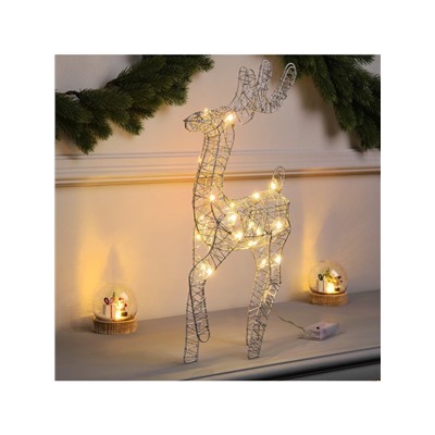 Светодиодная фигура «Олень бежевый» 45×22×6 см, 20 LED, батарейки ААx2 (не в комплекте), свечение теплое белое