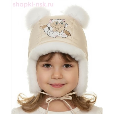 211-З Кошечка Ушанка для девочки (48-50)