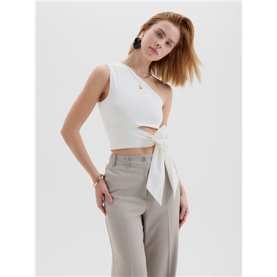 Топ с завязкой на талии женский MINAKU : Casual Collection, белый, размер 46