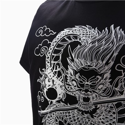 Футболка женская «Дракон», принт белый, чёрный, размер 44