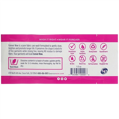 Forever New, Fabric Care Wash, Granular, Original, 0.33 oz (10 g)