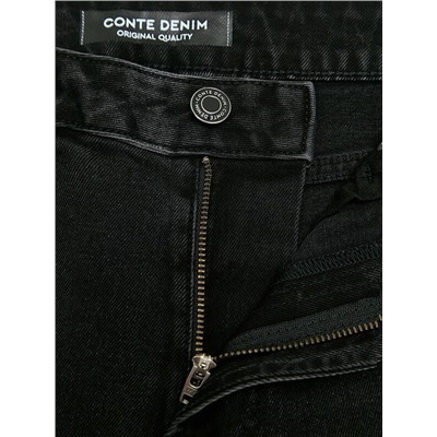 Актуальная коллекция CONTE CON-790 Чёрные джинсы slim с эффектом потёртостей из eco-friendly денима