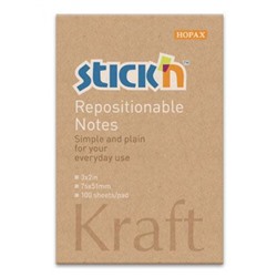 Бумага для заметок с клеевым краем 51х76 мм 100л 21638 (381488) Kraft Notes Hopax