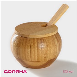 Сахарница Доляна «Полосы», 130 мл, 8.5×7 см, с ложкой