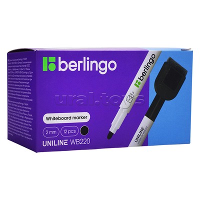 Маркер для белых досок на магните "Uniline WB220" черный, пулевидный, 2мм