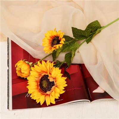 Цветы искусственные «Подсолнух галант», 9×62 см, жёлтые