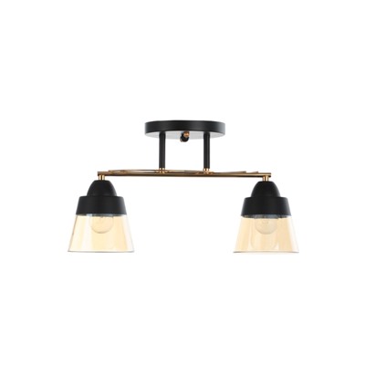 Люстра потолочная BayerLux «Кансе», 2хЕ27, 40 Вт, черно-золотой, 41×15×23 см