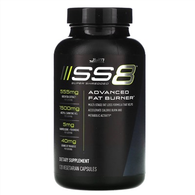 JYM Supplement Science, SS8 Super Shredded, улучшенное жиросжигающее средство, 120 вегетарианских капсул