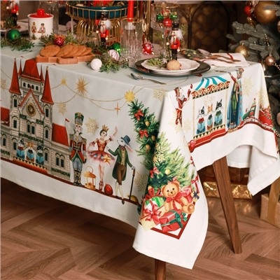 Скатерть новогодняя Этель «Щелкунчик» 150×220 см, с ВГМО, 100% хл, саржа 190 г/м²
