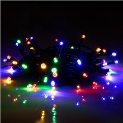 Гирлянда «Нить», 5 м, IP44, 50 LED, 2 режима, солнечная батарея, тёмная нить, свечение мульти