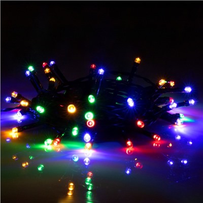 Гирлянда «Нить», 5 м, IP44, 50 LED, 2 режима, солнечная батарея, тёмная нить, свечение мульти