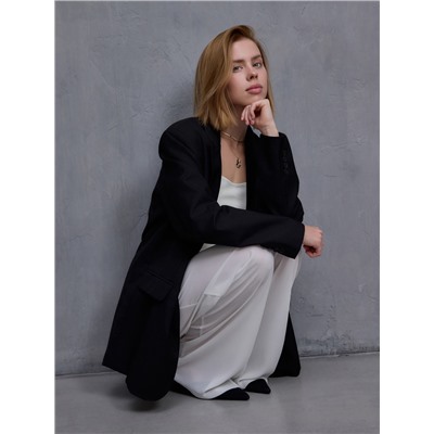 Брюки женские палаццо из шифона MINAKU: Casual Collection, белые, размер 50