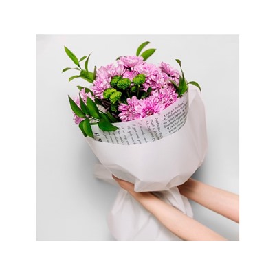 Плёнка для цветов упаковочная матовая прозрачная «Газета», белая, 0.6×10 м