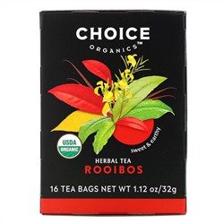 Choice Organic Teas, Herbal Tea, Organic Rooibos, Caffeine-Free, 16 Tea Bags, 1.12 oz (32 g)