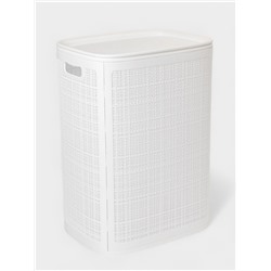 Плетёная корзина для белья с крышкой «Лён», 75 л, 43×32×60 см, белая