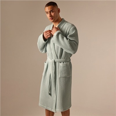 Халат вафельный мужской SL HOME: Boho «Аззура», размер M, хлопок 100%, бирюзовый