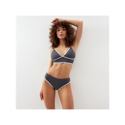 Комплект нижнего белья женский (топ, трусы) Collorista, тёмно-серый, размер 46-48