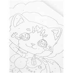 Картина по номерам на холсте «Кот и снеговик», 20×20 см