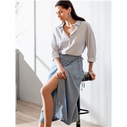 Юбка миди на запах А-силуэта из джинсового лиоцелла