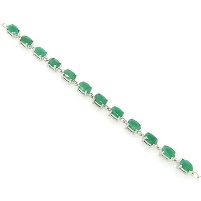 Браслет из серебра изумруд берилл, Миндаль