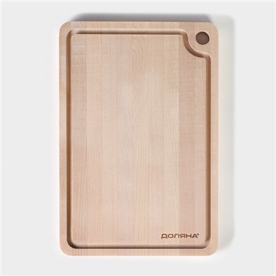 Доска разделочная деревянная с канавкой, 33×22×1.5 см, берёза