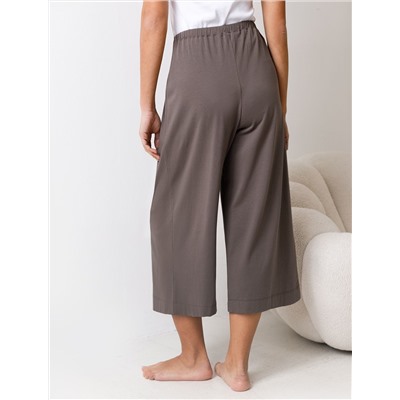 Укороченные широкие брюки кюлоты на резинке из 100% хлопка