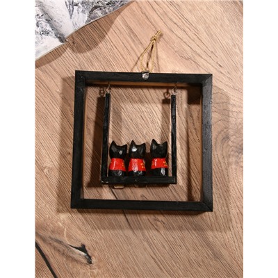 Сувенир интерьерный «Кошки на качелях», 19×19 см, дерево