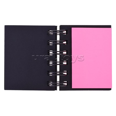 Набор самоклеящихся этикеток-закладок "Book" бумажные 50x15 мм, 5x25 листов и 51x76 мм, 4x25 листов, 5 неоновых цветов, пластиковая обложка, евроспираль, в пластиковом пакете с европодвесом