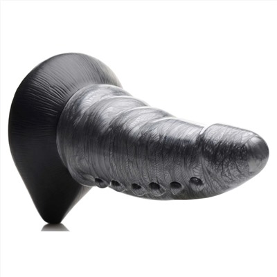 Серый фантазийный фаллоимитатор Beastly Tapered Bumpy Silicone Dildo - 21 см.