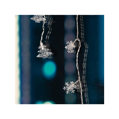 Гирлянда «Бахрома» 1.8×0.5 м с насадками «Ёлки и снежинки», IP20, прозрачная нить, 48 LED, свечение мульти (RG/RB), мигание, 220 В