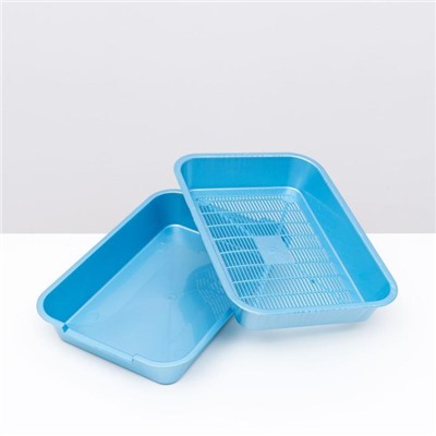 Туалет перламутровый средний с сеткой 36×26×6.5 см голубой