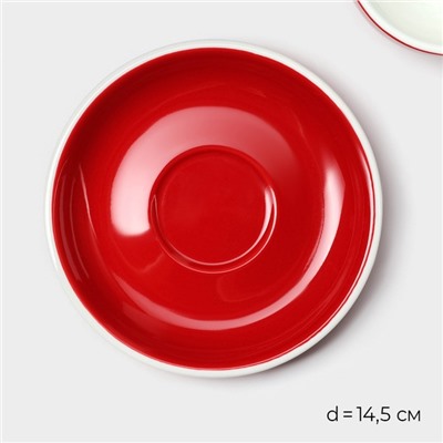 Кофейная пара Magistro Coffee time, чашка 200 мл, блюдце d=14.5 см, фарфор, красная