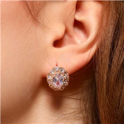 Серьги цветы ювелирная бижутерия коллекция "Дубай", покрытие позолота, вставка: фианиты: цвет: прозрачный, арт.213.645