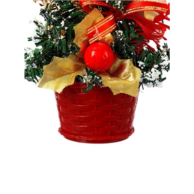 Искусственная ёлка настольная «Зимнее волшебство. Новогодний восторг», 20 см, красные банты, ветки ПВХ отгибаются