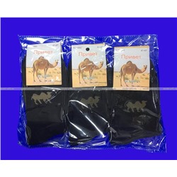 3 ПАРЫ - Термоноски мужские внутри махра ВЕРБЛЮЖЬЯ ШЕРСТЬ арт.1682 ЧЕРНЫЕ