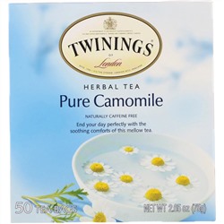 Twinings, травяной чай, чистая ромашка, без кофеина, 50 чайных пакетиков, 75 г (2,65 унции)