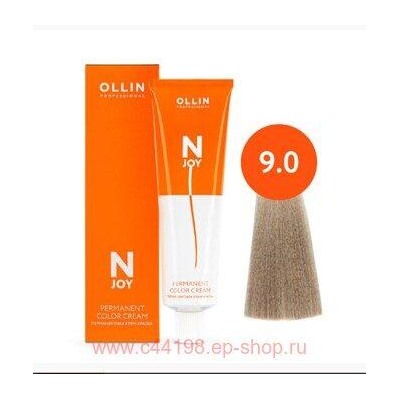 OLLIN "N-JOY" 9/0 – блондин, перманентная крем-краска для волос 100мл