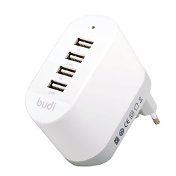 Адаптер Сетевой budi M8J028E (повр. уп.) 4USB 2,4A/10W (white)