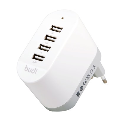 Адаптер Сетевой budi M8J028E (повр. уп.) 4USB 2,4A/10W (white)
