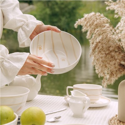 Салатники SL Home «Гатто», 1.1 л, d=18.5 см, набор 2 шт., фарфор, белые