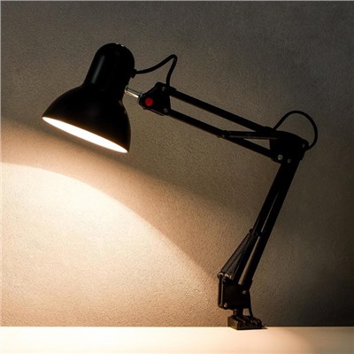 Лампа настольная Е27, на зажиме (220 В) черная, h=55 (811) RISALUX