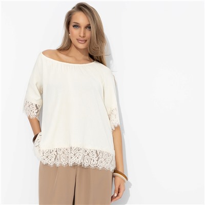 Блуза свободного кроя с кружевом, Путешествие в Прованс (нежная)