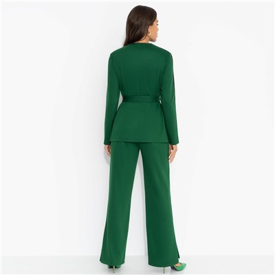 Брючный костюм из трикотажа, Личное превосходство (изумруд, 2 в 1, с поясом)