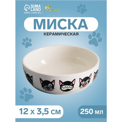 Миска керамическая «Эмоджи» 250 мл - 12×12×3.5 см, белая