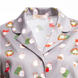 Пижама новогодняя женская (рубашка, брюки) KAFTAN «Зайка», серая, размер 40-42