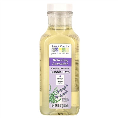 Aura Cacia, Ароматная пена для ванн, расслабляющая лаванда, 13 жидких унций (384 мл)