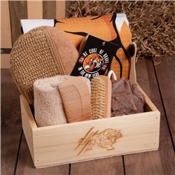 Набор подарочный «Этель» Tiger, полотенце 70×146 см, щётка, мочалка